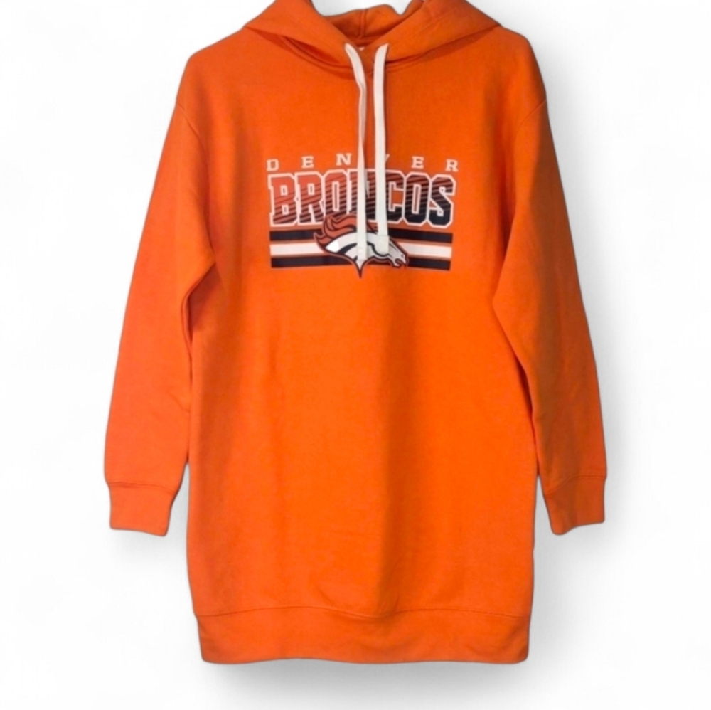 Denver‎ Broncos Teen Girls Extra Long Hoodie Sweatshirt Size M (7/9) NEW